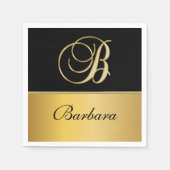Eleganter "B" Monogramm Personalisierter Name Schw Serviette (Vorderseite)