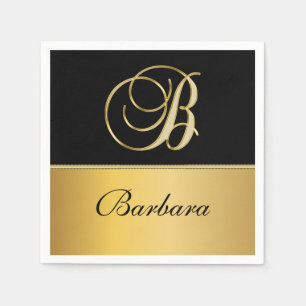 Eleganter "B" Monogramm Personalisierter Name Schw Serviette
