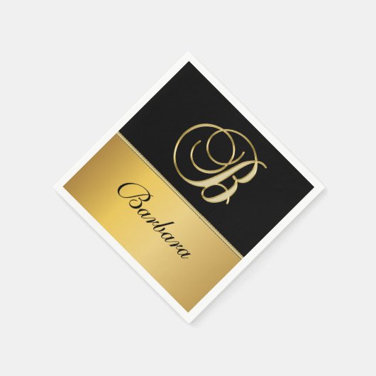 Eleganter "B" Monogramm Personalisierter Name Schw Serviette (Ecke)