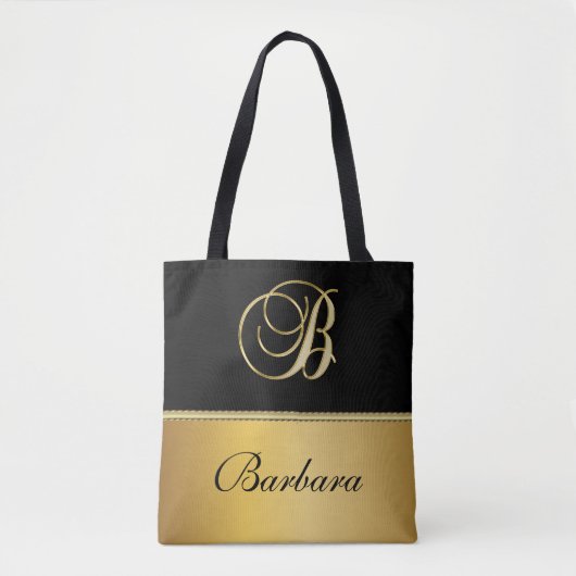 Eleganter "B" Monogramm Personalisierter Name Schw Tasche (Vorderseite)