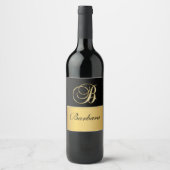 Eleganter "B" Monogramm Personalisierter Name Schw Weinetikett (Vorderseite)