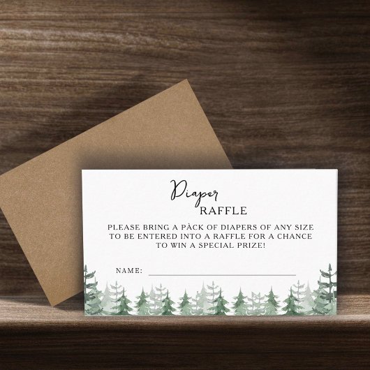 Eleganter Baby Dusche Wasserfarben Pine-Tree Winte Begleitkarte