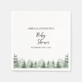 Eleganter Baby Dusche Wasserfarben Pine-Tree Winte Serviette (Vorderseite)