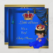 Eleganter Baby Shower Boy Blue Little Prince Crown Einladung (Vorne/Hinten)