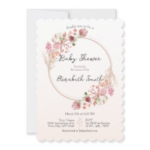 Eleganter Baby-Shower-Einladung mit Wildblumenkran