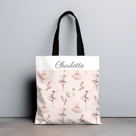 Eleganter Ballerina rosa Ballettname Personalisier Tasche