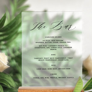 Eleganter Bar Wedding Mattiert Style Acrylschild