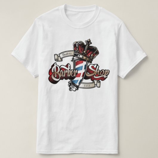 Eleganter Barberpol und Crown Personalize T - Shir T-Shirt (Design vorne)
