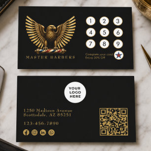 Eleganter Barbier Shop Golden Eagle Logo Haarstyli Treuekarte