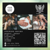 Eleganter Barbier Shop Silber Eule QR-Code-Logo  Fensteraufkleber (Blatt 3)