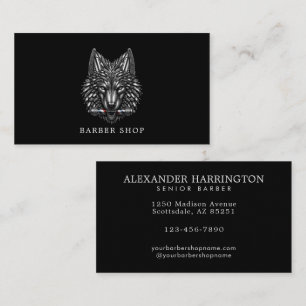 Eleganter Barbier Shop Silberwolf-Barbierstange Visitenkarte