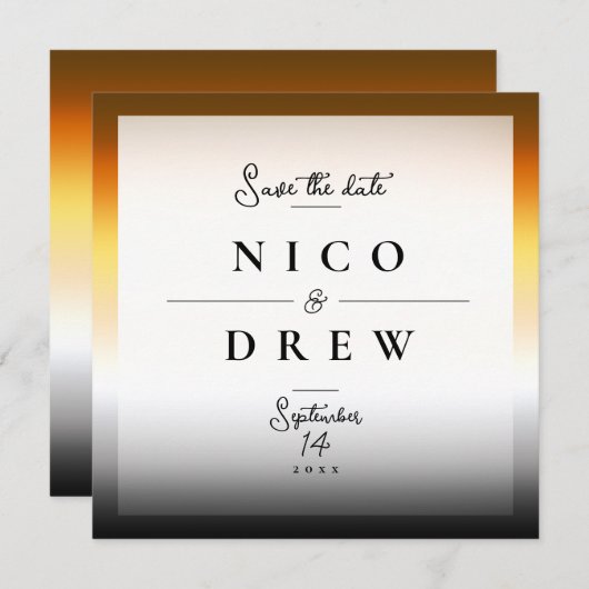 Eleganter Bärenpride Hochzeit Save The Date (Vorne/Hinten)