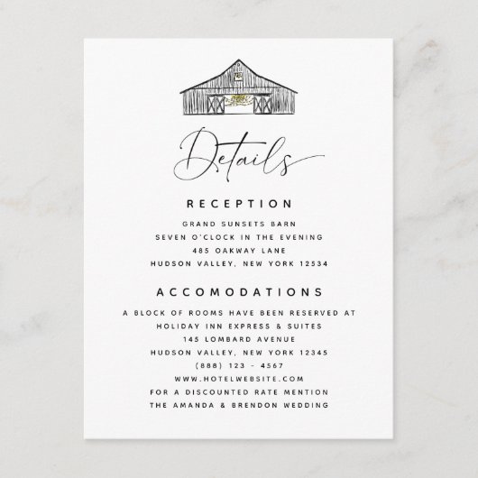 Eleganter Barn Details QR Code Hochzeit Begleitkarte (Vorderseite)