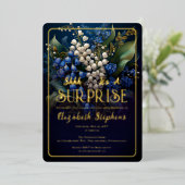 Eleganter Barock Blue Floral Überraschung 60. Gebu Folieneinladung (Stehend vorne)