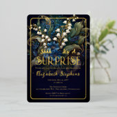 Eleganter Barock Blue Floral Überraschung 70. Gebu Folieneinladung (Stehend vorne)