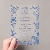Eleganter Barock Blue French Garden Hochzeit der B Acryleinladungen (Insitu (Handheld))