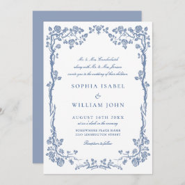 Eleganter Barock Blue French Garden Hochzeit der B Einladung