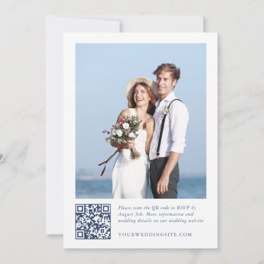 Eleganter Barock Blue French Garden Hochzeit der B Einladung (Rückseite)