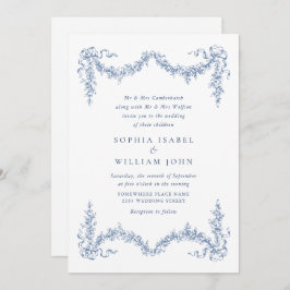 Eleganter Barock Blue French Garden Hochzeit der B Einladung