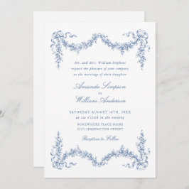 Eleganter Barock Blue French Garden Hochzeit der B Einladung