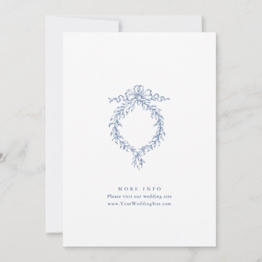 Eleganter Barock Blue French Garden Hochzeit der B Einladung (Rückseite)