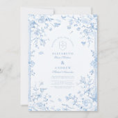 Eleganter Barock Blue French Garden Hochzeit der B Einladung (Vorderseite)