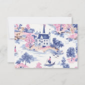 Eleganter Barock Blue French Garden Hochzeit der B RSVP Karte (Rückseite)