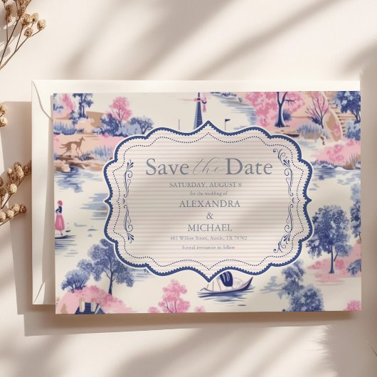 Eleganter Barock Blue French Garden Hochzeit der B Save The Date