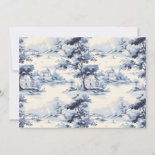 Eleganter Barock Blue French Garden Hochzeit der B Save The Date (Rückseite)