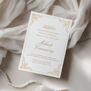 Eleganter Barock-Goldrahmen-Henna-Mehndi-Zeremonie Einladung