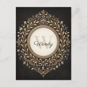 Eleganter Barock-Goldrahmen mit individuellem Name Postkarte