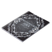 Eleganter Barock Luxus Chic Black und Silver Year Notizblock (Linke Seite)