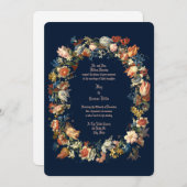 Eleganter Barock Rokoko Blumenreath Wedding Einladung (Vorne/Hinten)
