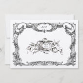 Eleganter Barock Rokoko Rose Blumenstrauß Hochzeit Einladung (Rückseite)