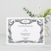 Eleganter Barock Rokoko Rose Blumenstrauß Hochzeit Einladung (Stehend Vorderseite)