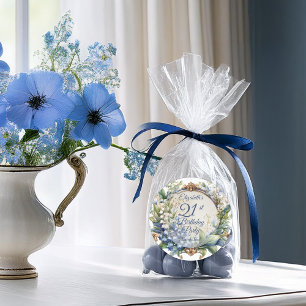 Eleganter barocker Blumenrahmen 21. Geburtstag Par Runder Aufkleber