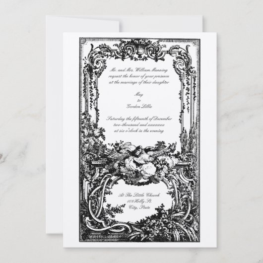 Eleganter barocker Rokoko Birds Hochzeiten Einladu Einladung (Vorderseite)