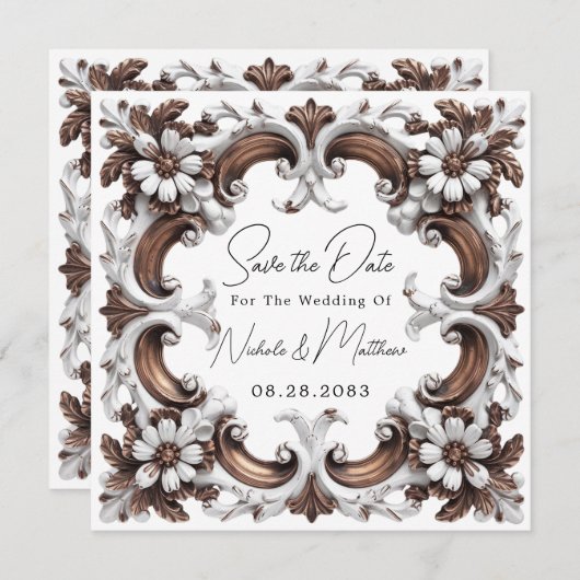 Eleganter barocker Rokoko Stil Save The Date (Vorne/Hinten)