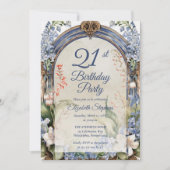 Eleganter Barockgarten 21. Geburtstag Party Einladung (Vorderseite)