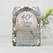 Eleganter Barockgarten 40. Geburtstag Party Einladung (Stehend Vorderseite)