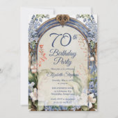 Eleganter Barockgarten 70. Geburtstagsparty Einladung (Vorderseite)
