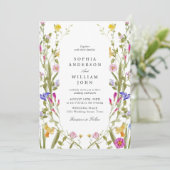 Eleganter Barockgarten Hochzeit der Blumen Einladung (Stehend Vorderseite)