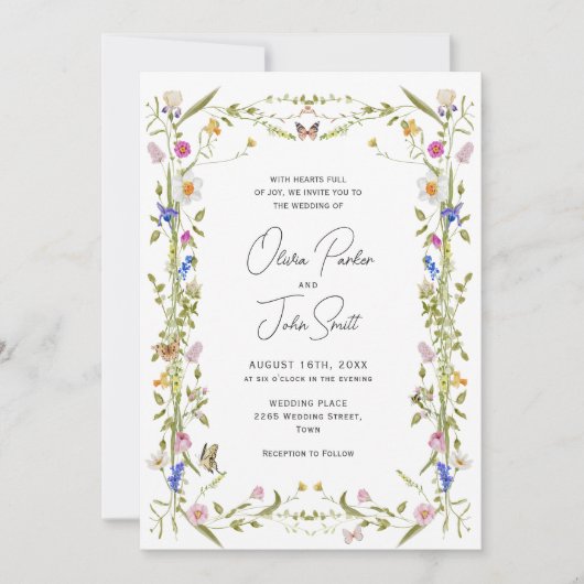 Eleganter Barockgarten Hochzeit der Blumen Einladung (Vorderseite)