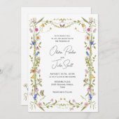 Eleganter Barockgarten Hochzeit der Blumen Einladung (Vorne/Hinten)