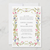 Eleganter Barockgarten Hochzeit der Blumen Einladung (Vorderseite)