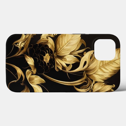 Eleganter Barockklassefall Schwarz & Gold Case-Mate iPhone Hülle (Rückseite (Horizontal))