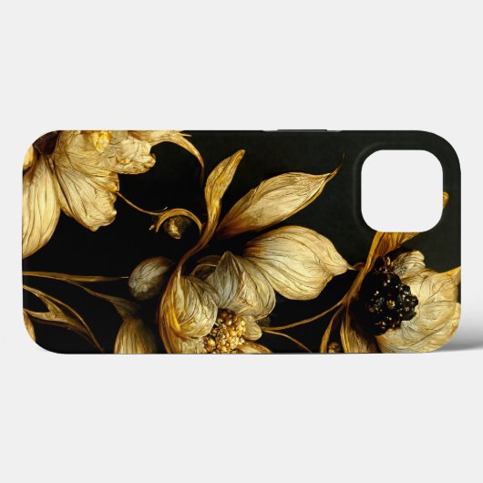 Eleganter Barockklassefall Schwarz & Gold Case-Mate iPhone Hülle (Rückseite (Horizontal))