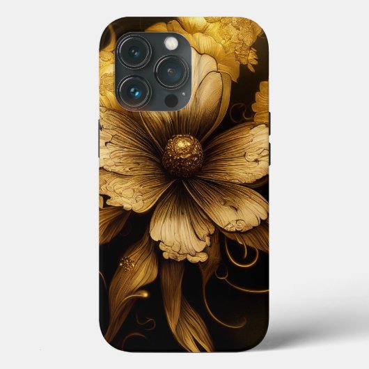 Eleganter Barockklassefall Schwarz & Gold Case-Mate iPhone Hülle (Rückseite)