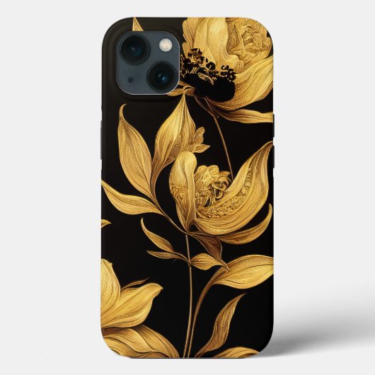Eleganter Barockklassefall Schwarz & Gold Case-Mate iPhone Hülle (Rückseite)