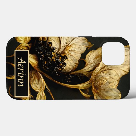Eleganter Barockklassefall Schwarz & Gold Case-Mate iPhone Hülle (Rückseite (Horizontal))